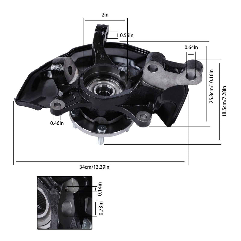 DURAFORCE Front Driver Side Steering Knuckle & Wheel Hub Bearing For Toyota Camry 2007-11