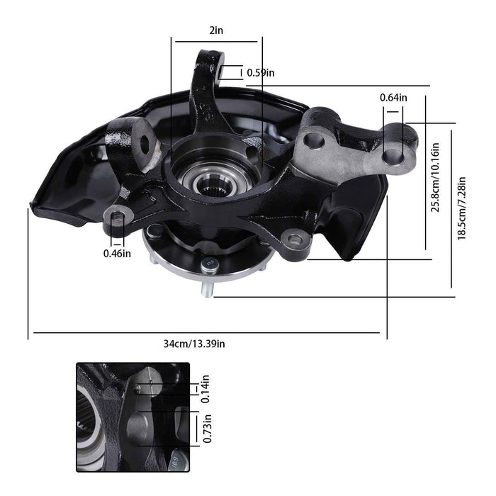 DURAFORCE Front Driver Side Steering Knuckle & Wheel Hub Bearing For Toyota Camry 2007-11