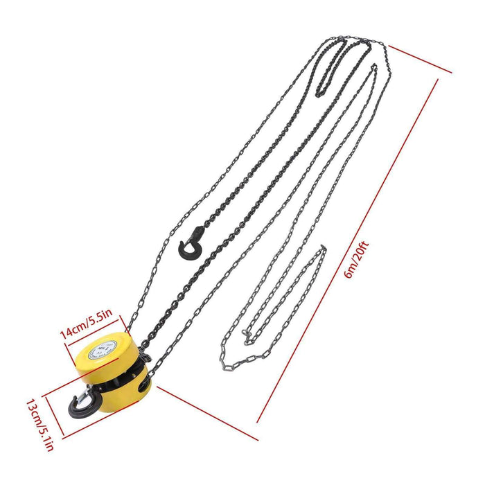DURAFORCE Chain Hoist Chain Block 1 Ton/2200lbs 20 FT Lift Heavy-Duty Steel Hook Garage