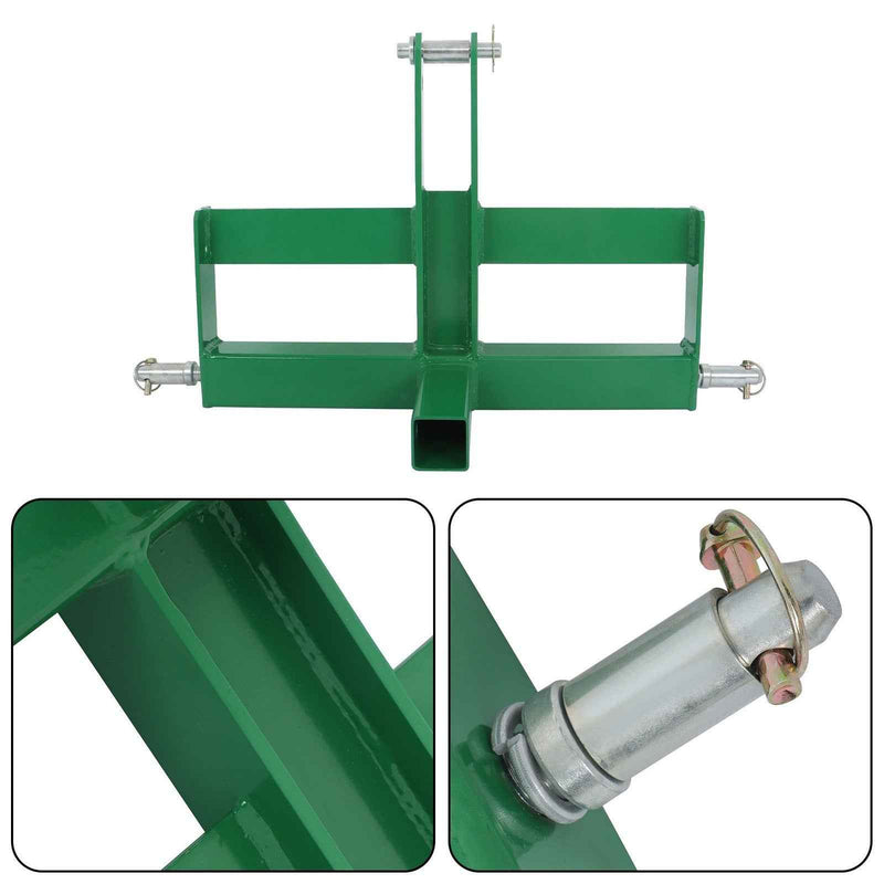 DURAFORCE Steel 3 Point 2" Receiver Hitch Drawbar for Cat 1 W/Suitcase Weight Brackets