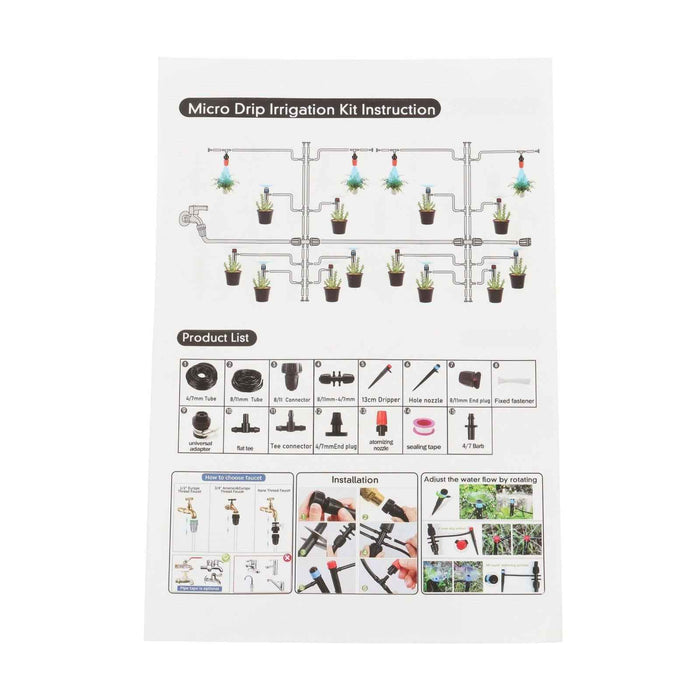 DURAFORCE 226FT Greenhouse Micro Drip Irrigation Kit Automatic System Patio Misting Plant