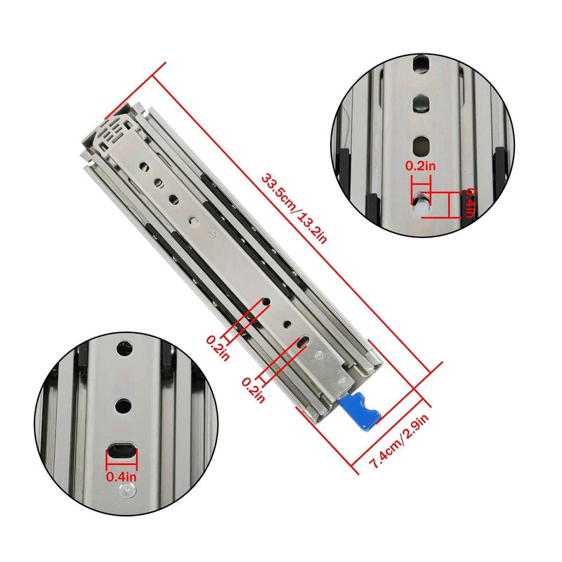 DURAFORCE 1 Pair Locking Drawer Slides 12 Inch Lock & Full Extension 500 lbs Load Capacity