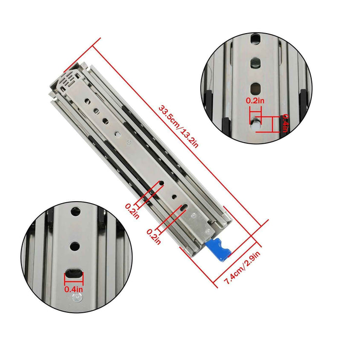 DURAFORCE 1 Pair Locking Drawer Slides 12 Inch Lock & Full Extension 500 lbs Load Capacity