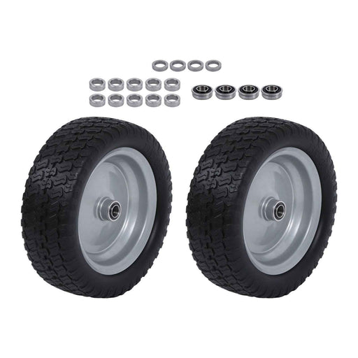 DURAFORCE 2 Pack 13x5.00-6 Flat Free Tire and Wheel With 3.4' Axle Hole Lawn Mower Tire