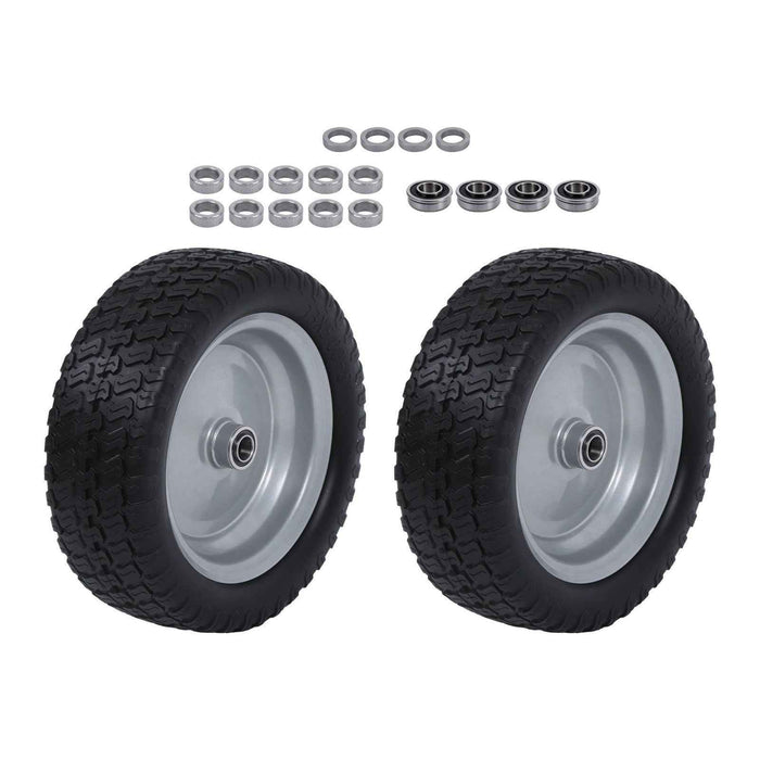 DURAFORCE 2 Pack 13x5.00-6 Flat Free Tire and Wheel With 3.4' Axle Hole Lawn Mower Tire