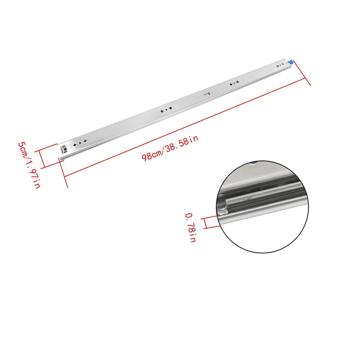 DURAFORCE 1 Pair Locking Drawer Slides 38 Inch Lock & Full Extension 250 lbs Load Capacity