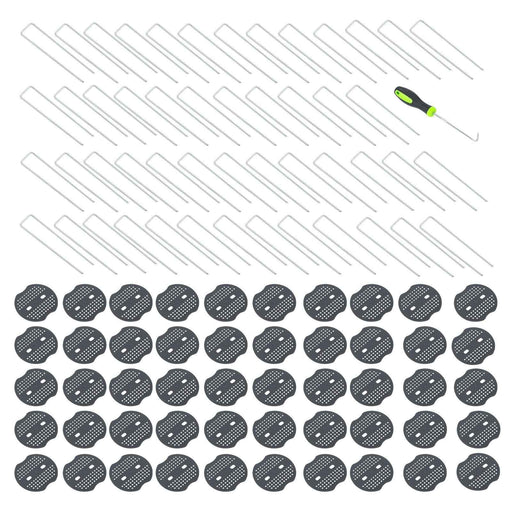 DURAFORCE 50 Pack 6 Inch Garden Staples Landscape Plastic Fixing Gasket W/ Pick Hook