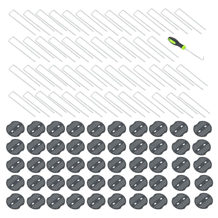 DURAFORCE 50 Pack 6 Inch Garden Staples Landscape Plastic Fixing Gasket W/ Pick Hook