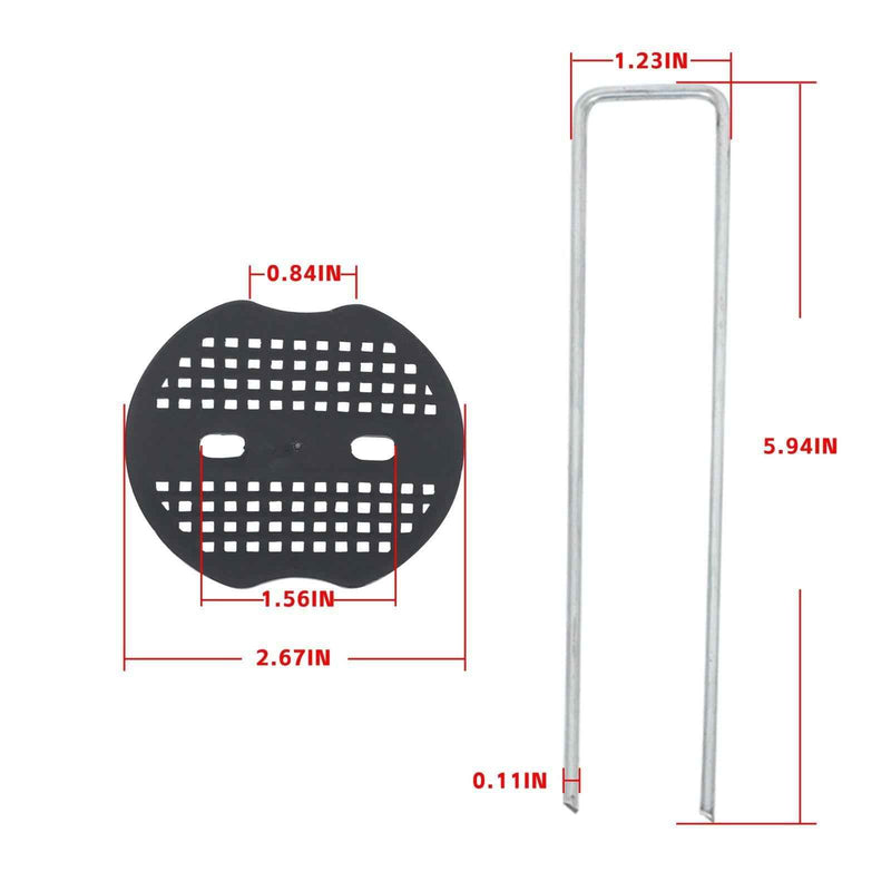 DURAFORCE 50 Pack 6 Inch Garden Staples Landscape Plastic Fixing Gasket W/ Pick Hook