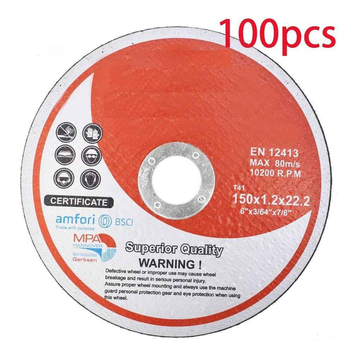DURAFORCE 100 Pieces 6"×.045"×7/8" Cut-off Wheel Metal & Stainless Steel Cutting Disc