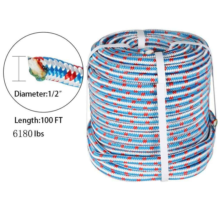 DURAFORCE 1/2" x 100' Braided Heavy Duty Braid Polyester Arborist Rigging Rope for Garden
