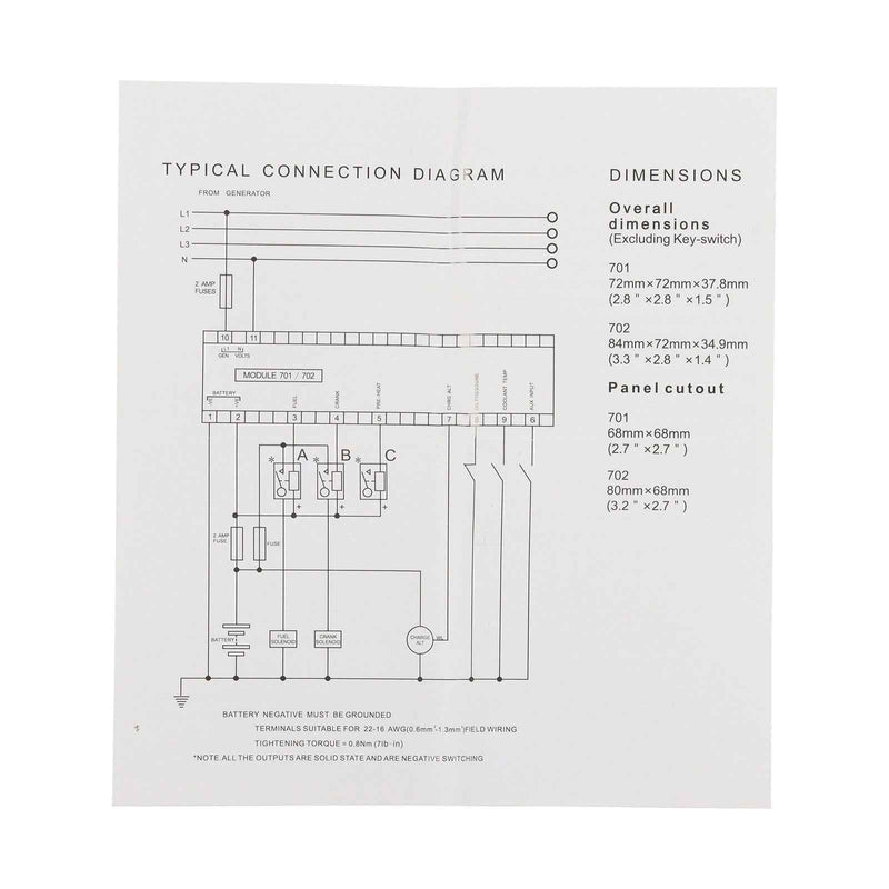 DURAFORCE DSE701AS Generator Controller Auto / Manual Start with Keys Start Module
