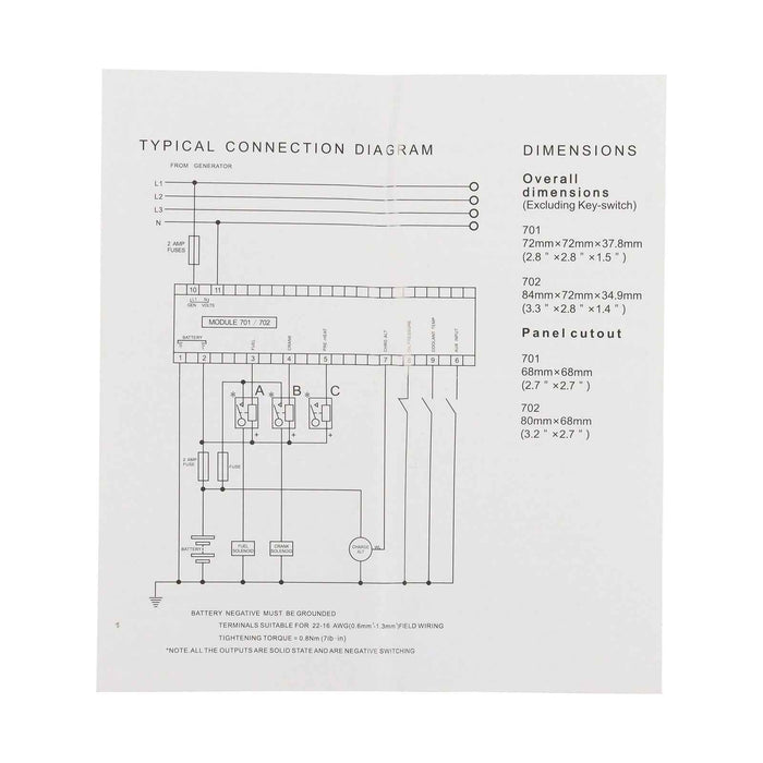 DURAFORCE DSE701AS Generator Controller Auto / Manual Start with Keys Start Module