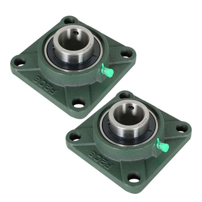 DURAFORCE 2 Pack 1-1/2" Bore 4 Bolt Solid Base UCF208-24 Pillow Block Flange Bearing