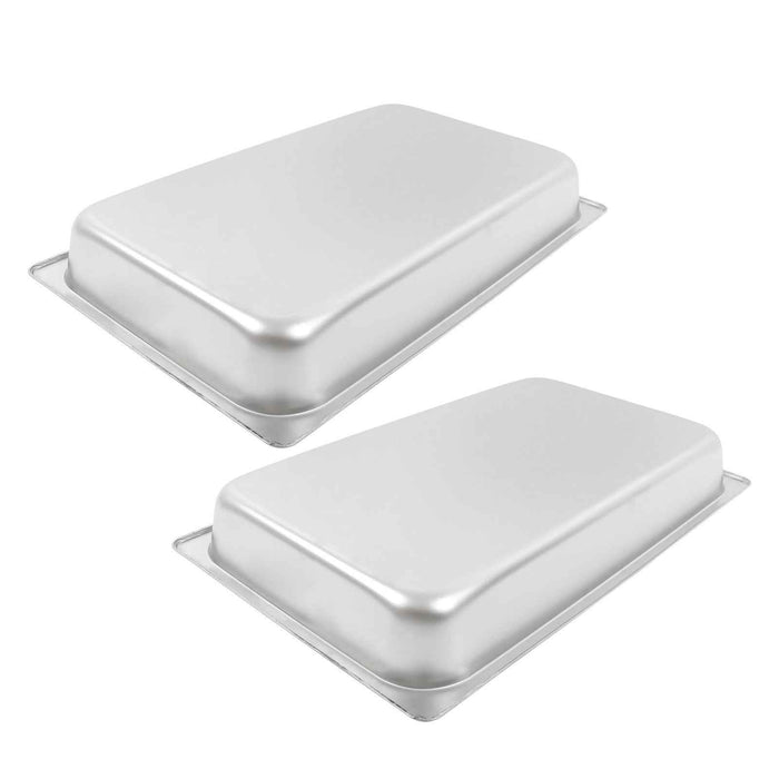 DURAFORCE 2 Pcs 1/1 Full Size 2.5" Deep Thickened Steam Table Hotel Pans Stainless Steel