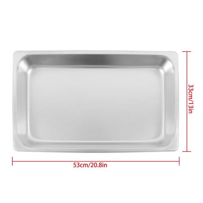DURAFORCE 2 Pcs 1/1 Full Size 2.5" Deep Thickened Steam Table Hotel Pans Stainless Steel