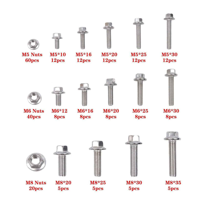 DURAFORCE M5 M6 M8 Nuts and Flanged Bolts Kit 240 PCS 304 Stainless Metric Assortment