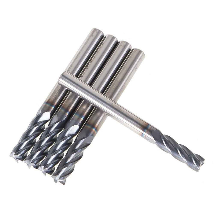 DURAFORCE 5Pcs 3/16" 4 Flute Regular Carbide End Mill 2" Overall Length TiALN COATED