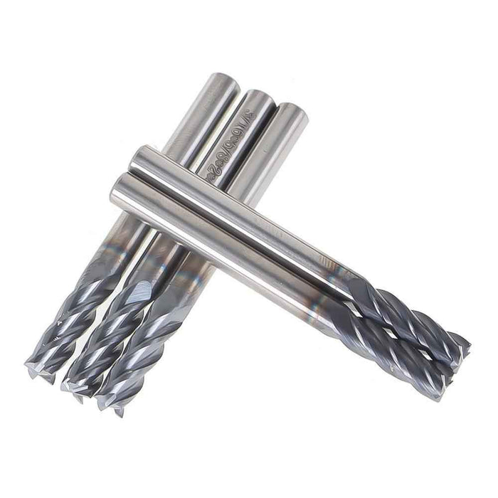DURAFORCE 5Pcs 3/16" 4 Flute Regular Carbide End Mill 2" Overall Length TiALN COATED