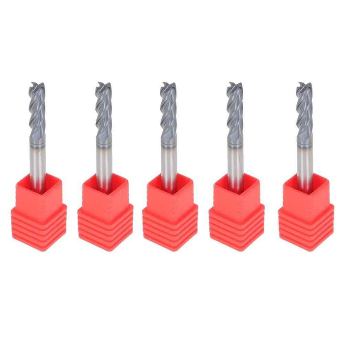DURAFORCE 5Pcs 3/16" 4 Flute Regular Carbide End Mill 2" Overall Length TiALN COATED