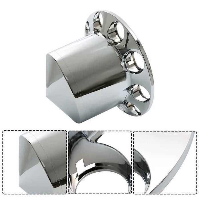 DURAFORCE Rear Axle Wheel Cover Spike Screw-on Lug Nut Cover Semi Truck Chrome 33 MM