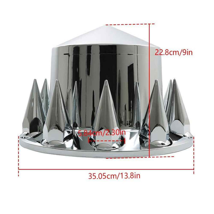 DURAFORCE Rear Axle Wheel Cover Spike Screw-on Lug Nut Cover Semi Truck Chrome 33 MM