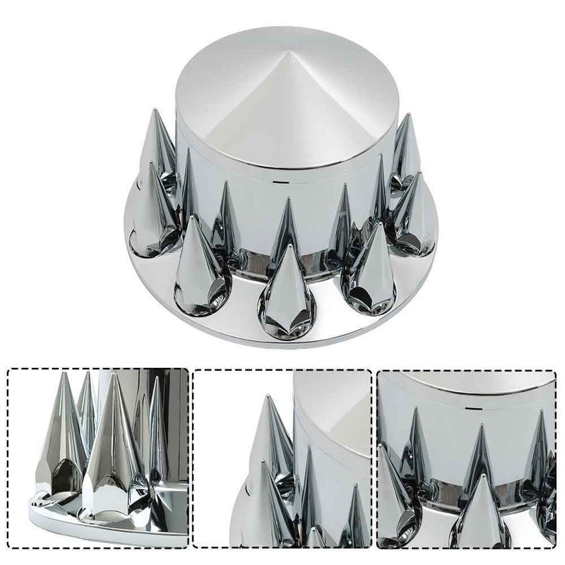 DURAFORCE Rear Axle Wheel Cover Spike Screw-on Lug Nut Cover Semi Truck Chrome 33 MM