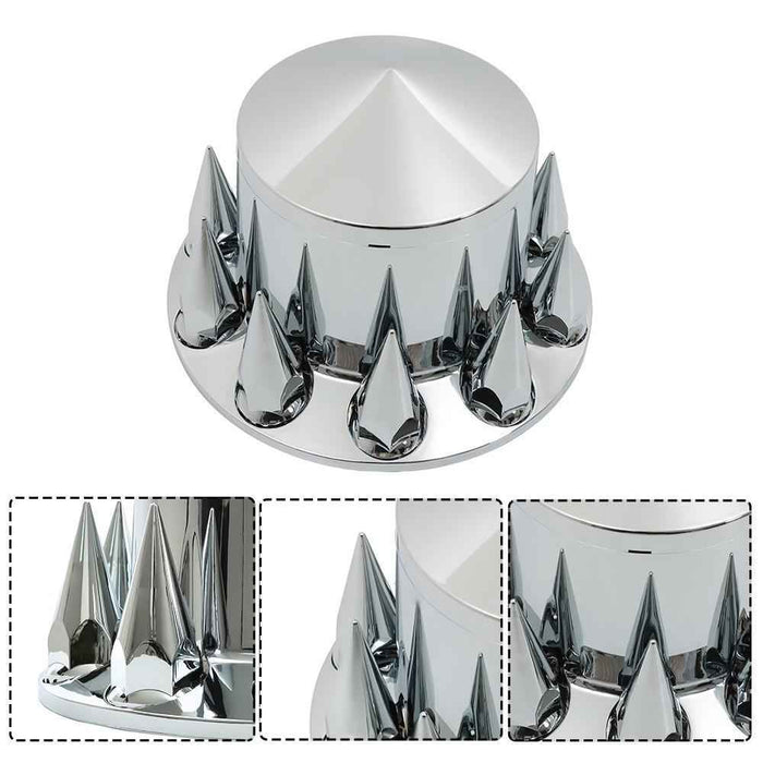 DURAFORCE Rear Axle Wheel Cover Spike Screw-on Lug Nut Cover Semi Truck Chrome 33 MM