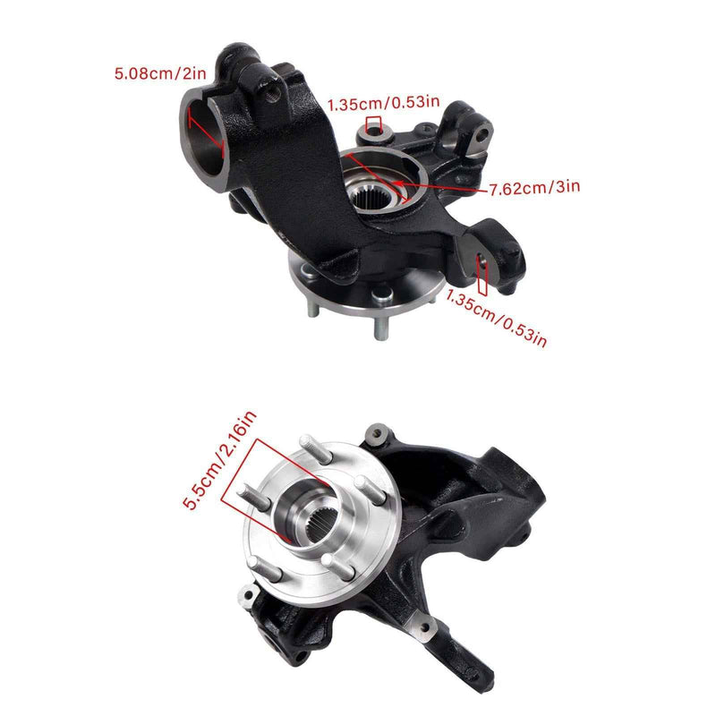 DURAFORCE Front Left Steering Knuckle and Wheel Hub Bearing For Ford Focus Sedan/Hatchback