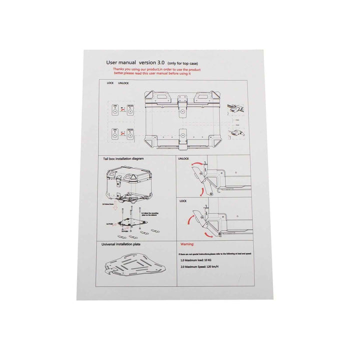DURAFORCE With Security Lock Helmet Case Waterproof 45L Motorcycle Top Case Rear Tour Box