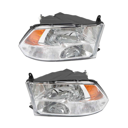 DURAFORCE Halogen Headlights Assy For Dodge Ram 1500 2500 3500 2009-2018 Pair LH&RH Clear