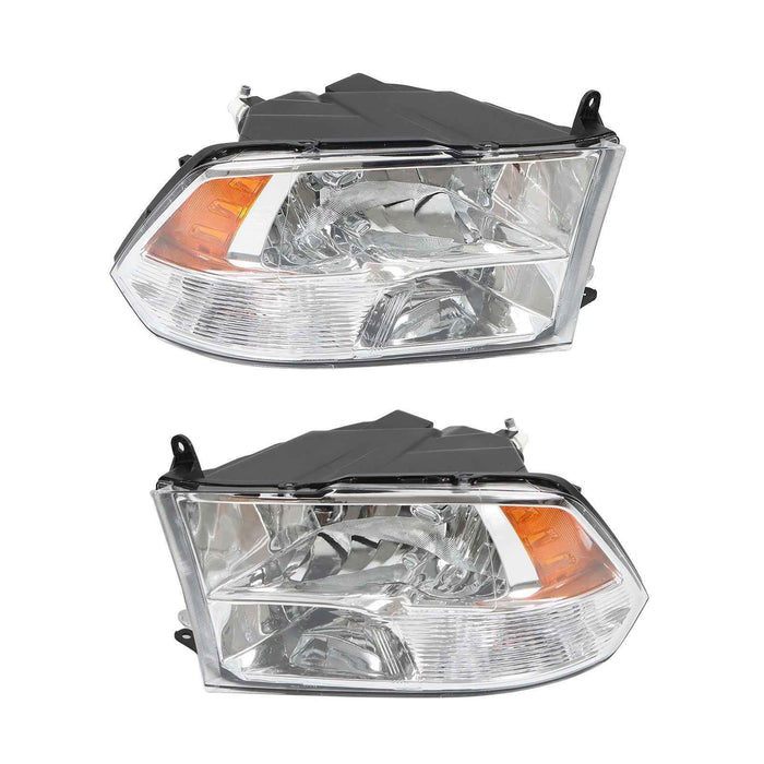 DURAFORCE Halogen Headlights Assy For Dodge Ram 1500 2500 3500 2009-2018 Pair LH&RH Clear