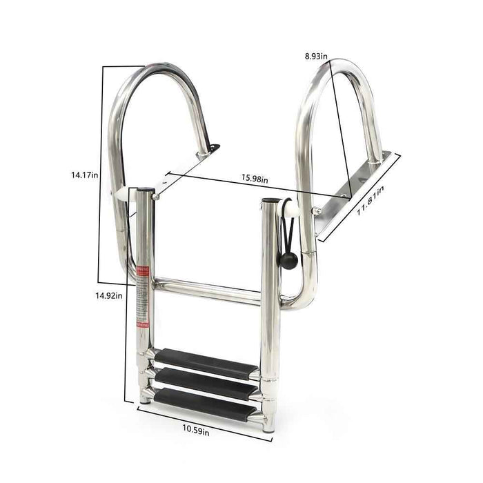 DURAFORCE 3-Step Stainless Steel Ship Ladder With Handrails For Marine Yacht New