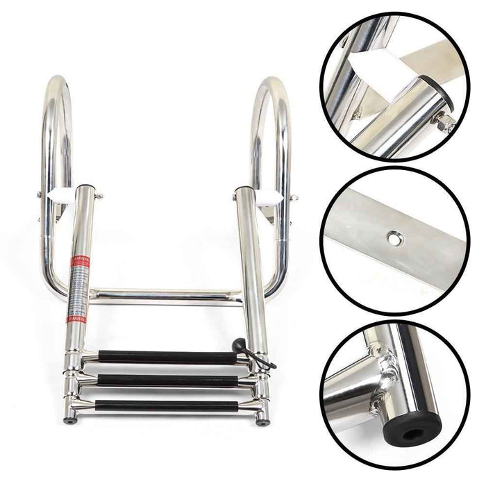 DURAFORCE 3-Step Stainless Steel Ship Ladder With Handrails For Marine Yacht New