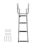 DURAFORCE 4 Step Stainless Steel Telescoping Boat Ladder with Pedal Hand Railing US