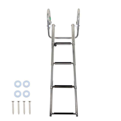 DURAFORCE 4 Step Stainless Steel Telescoping Boat Ladder with Pedal Hand Railing US