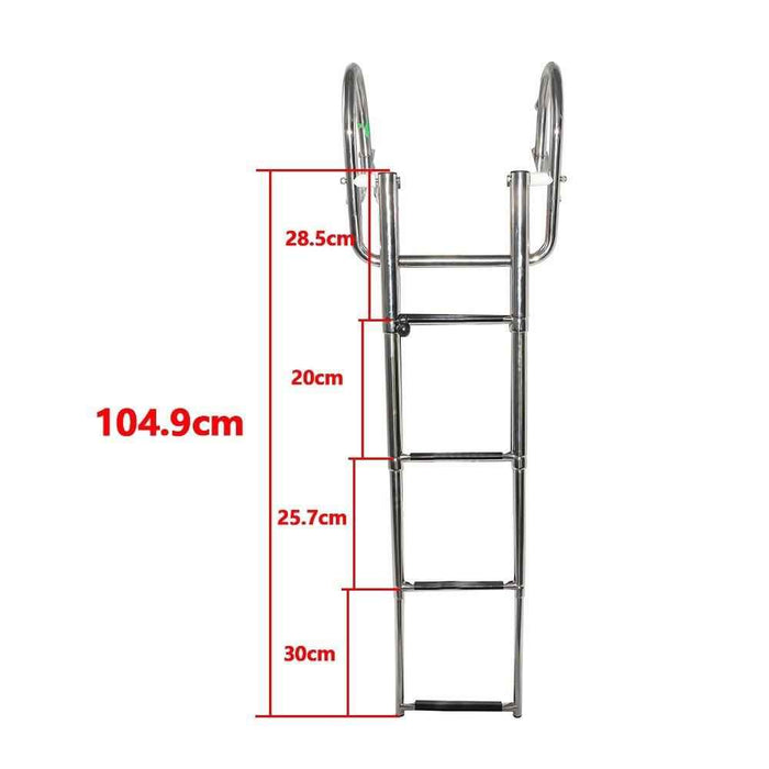 DURAFORCE 4 Step Stainless Steel Telescoping Boat Ladder with Pedal Hand Railing US