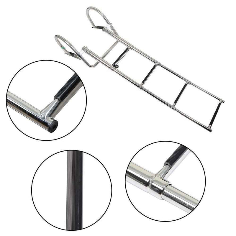 DURAFORCE 4 Step Stainless Steel Telescoping Boat Ladder with Pedal Hand Railing US