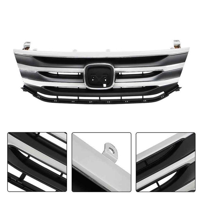 DURAFORCE Front Upper Grill Black W/Chrome Molding Trim Grille For Honda Odyssey 2011-2013