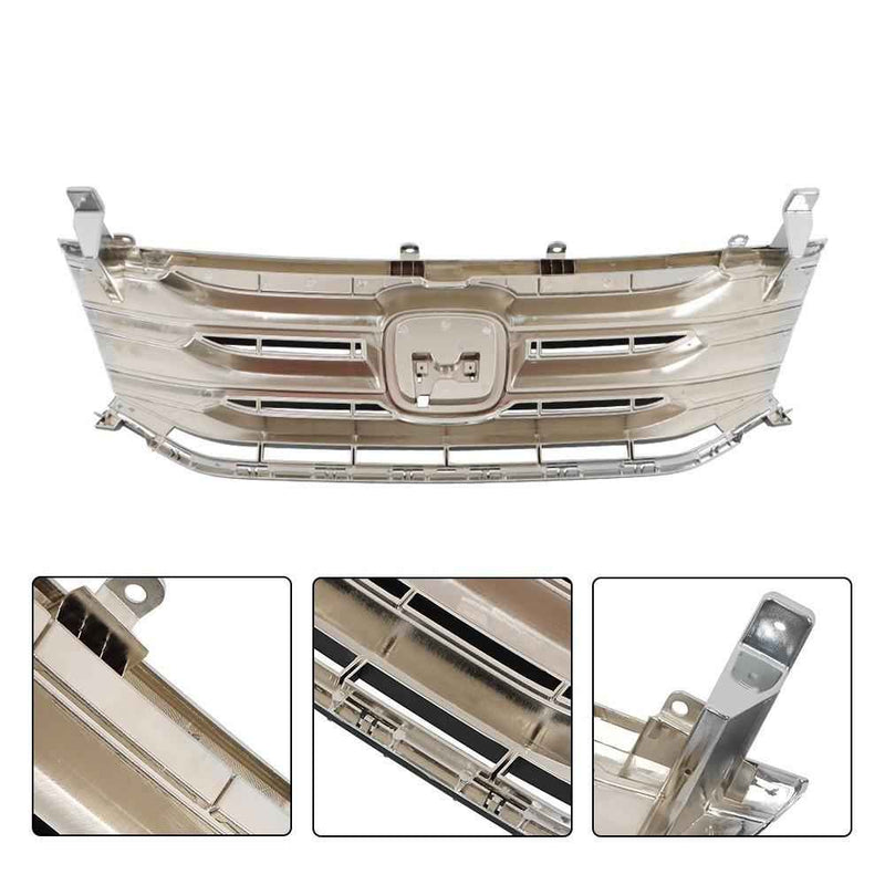 DURAFORCE Front Upper Grill Black W/Chrome Molding Trim Grille For Honda Odyssey 2011-2013