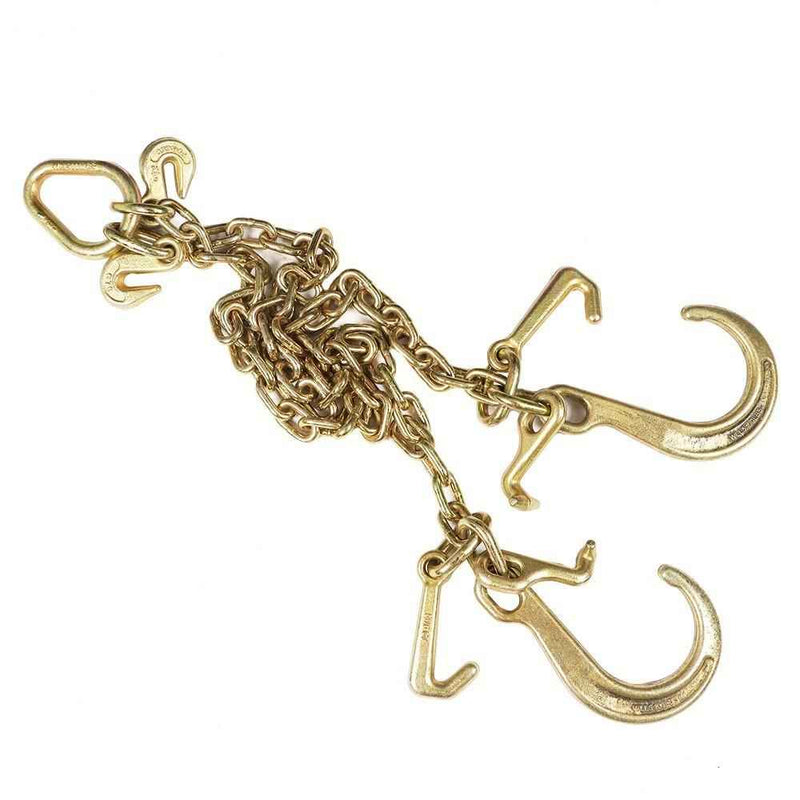 DURAFORCE 1 Pack G70 V-Chain Bridle W/ 8" Medium J Hooks T- Hook & J-Hook 5/16'' × 3'