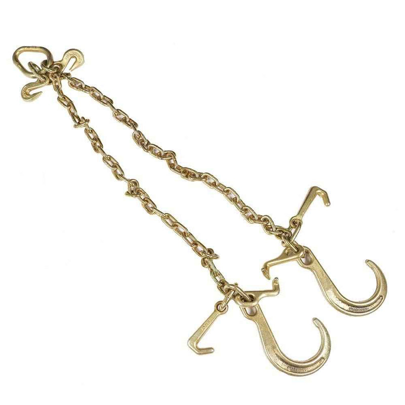 DURAFORCE 1 Pack G70 V-Chain Bridle W/ 8" Medium J Hooks T- Hook & J-Hook 5/16'' × 3'