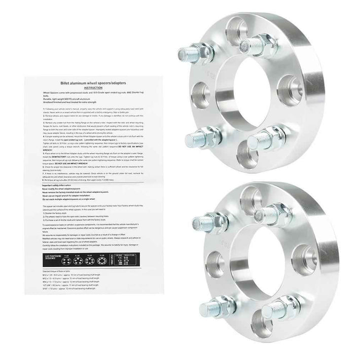 DURAFORCE 2× 1" For Golf Cart Silver Wheel Spacers 4×4 Bolt Pattern/62mm Bore 1/2×20 Studs