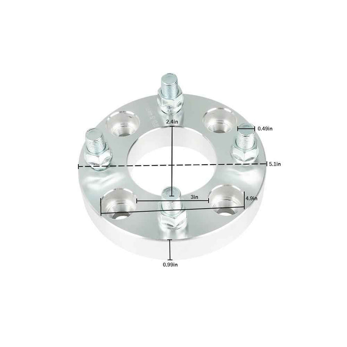 DURAFORCE 2× 1" For Golf Cart Silver Wheel Spacers 4×4 Bolt Pattern/62mm Bore 1/2×20 Studs