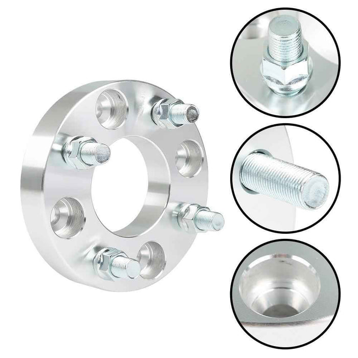 DURAFORCE 2× 1" For Golf Cart Silver Wheel Spacers 4×4 Bolt Pattern/62mm Bore 1/2×20 Studs