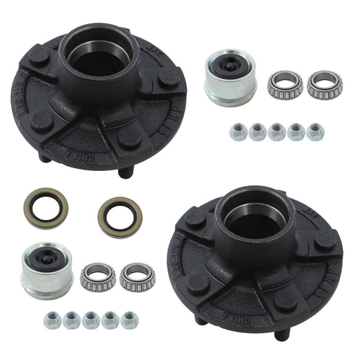 DURAFORCE 2 Sets 5 Lug Idler Trailer Hub Kits 5 on 4.5" For 2000 lbs Axle 1-1/16" bearings