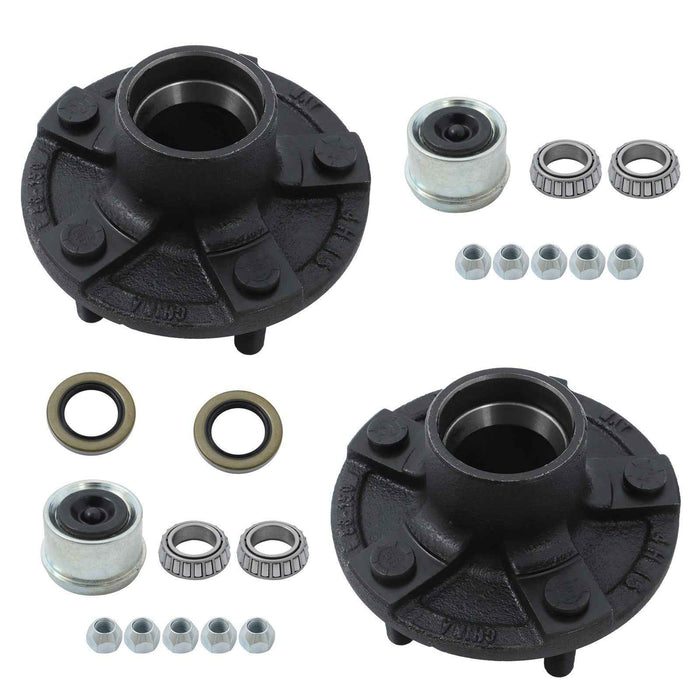 DURAFORCE 2 Sets 5 Lug Idler Trailer Hub Kits 5 on 4.5" For 2000 lbs Axle 1-1/16" bearings