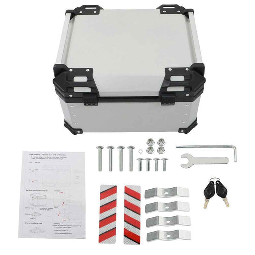 DURAFORCE Rear Top Case Luggage Tour Tail Tool Box Lock 55L Motorcycle Aluminum Trunk