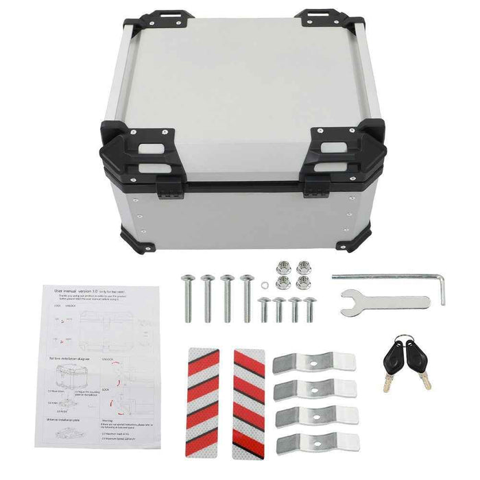DURAFORCE Rear Top Case Luggage Tour Tail Tool Box Lock 55L Motorcycle Aluminum Trunk