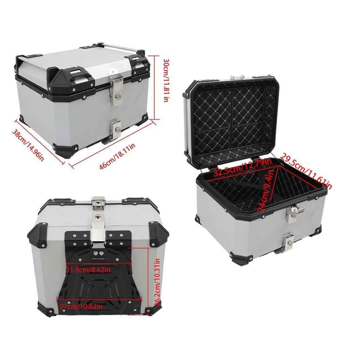 DURAFORCE Rear Top Case Luggage Tour Tail Tool Box Lock 55L Motorcycle Aluminum Trunk